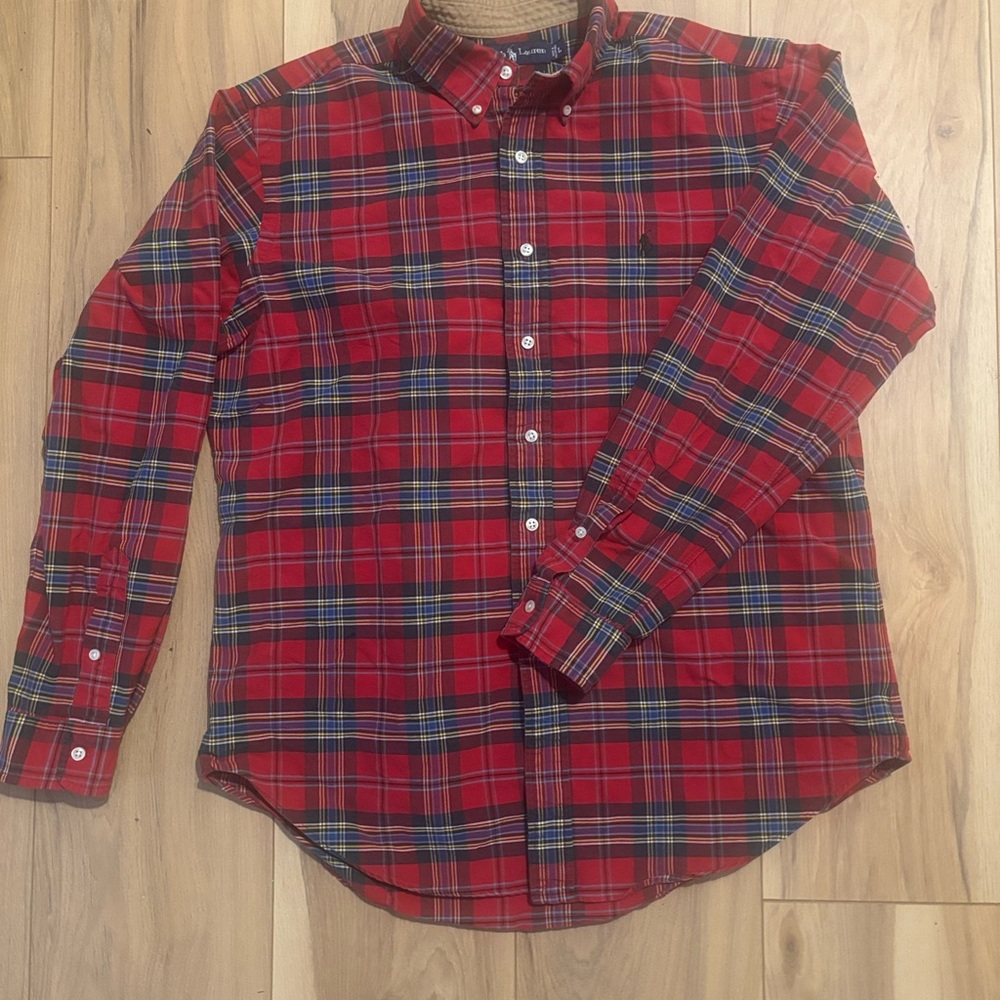 🎄 Ralph Lauren Men’s Button Down Shirt – Classic Plaid – Holiday Colors 🎄
